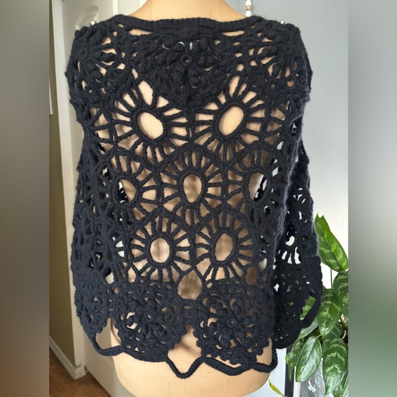 Y2K Crotchet Lambs Wool Rabit Hair Cape Cardigan M/L - Picture 6 of 13